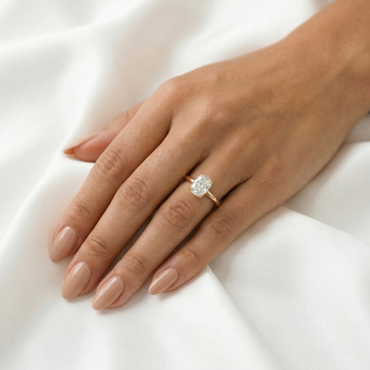 Elongated Cushion Solitaire Moissanite Engagement Ring