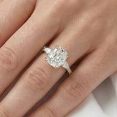 Harper: Elongated Cushion Trilogy Full Pavé Moissanite Engagement Ring