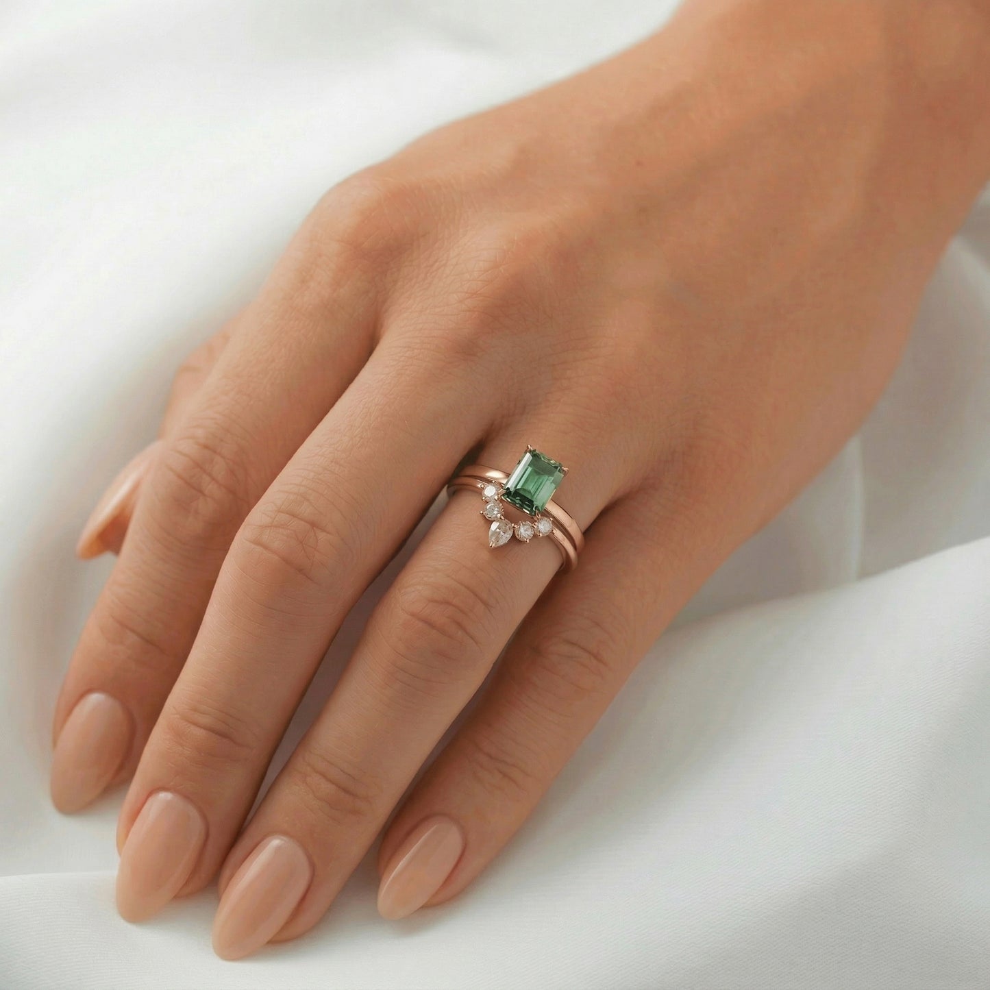 Emerald Cut Emerald Coloured Solitaire Moissanite Engagement Ring - Moissanite Engagement Rings