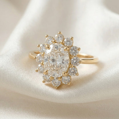 Floral Oval Moissanite Engagement Ring - Moissanite Engagement Rings