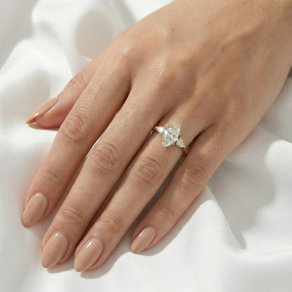 Marquise Trilogy Diamond Engagement Ring - Moissanite Engagement Rings