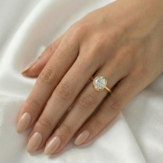 Oval Bezel Diamond Engagement Ring