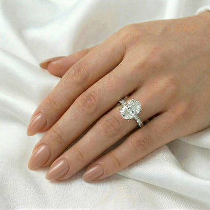 Oval Dovetail Pavé Platinum Moissanite Engagement Ring — Guthrie Jewellery