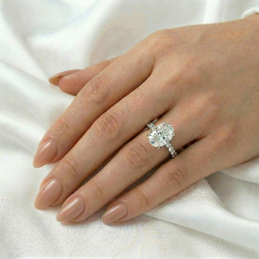 Oval Dovetail Pavé Platinum Moissanite Engagement Ring — Guthrie Jewellery