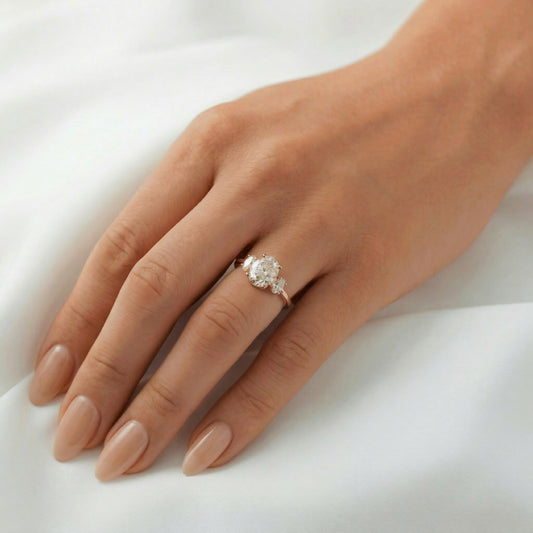Oval Trilogy Oval Setting Moissanite Engagement Ring - Moissanite Engagement Rings