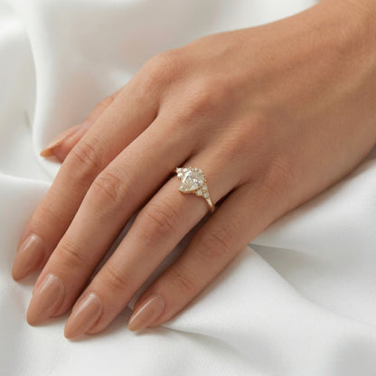 Pear Cluster Stones Moissanite Engagement Ring - Ready To Ship - Moissanite Engagement Rings