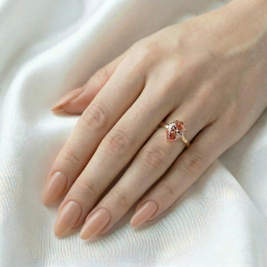 Pear Pink Solitaire Diamond Engagement Ring