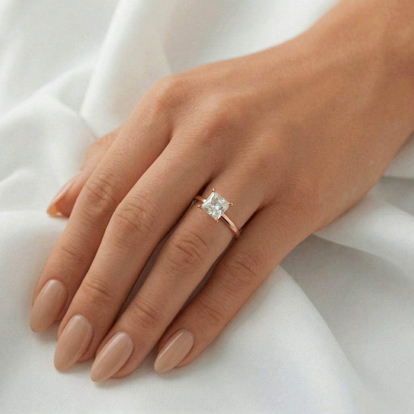 Princess Solitaire Moissanite Engagement Ring - Ready To Ship - Moissanite Engagement Rings