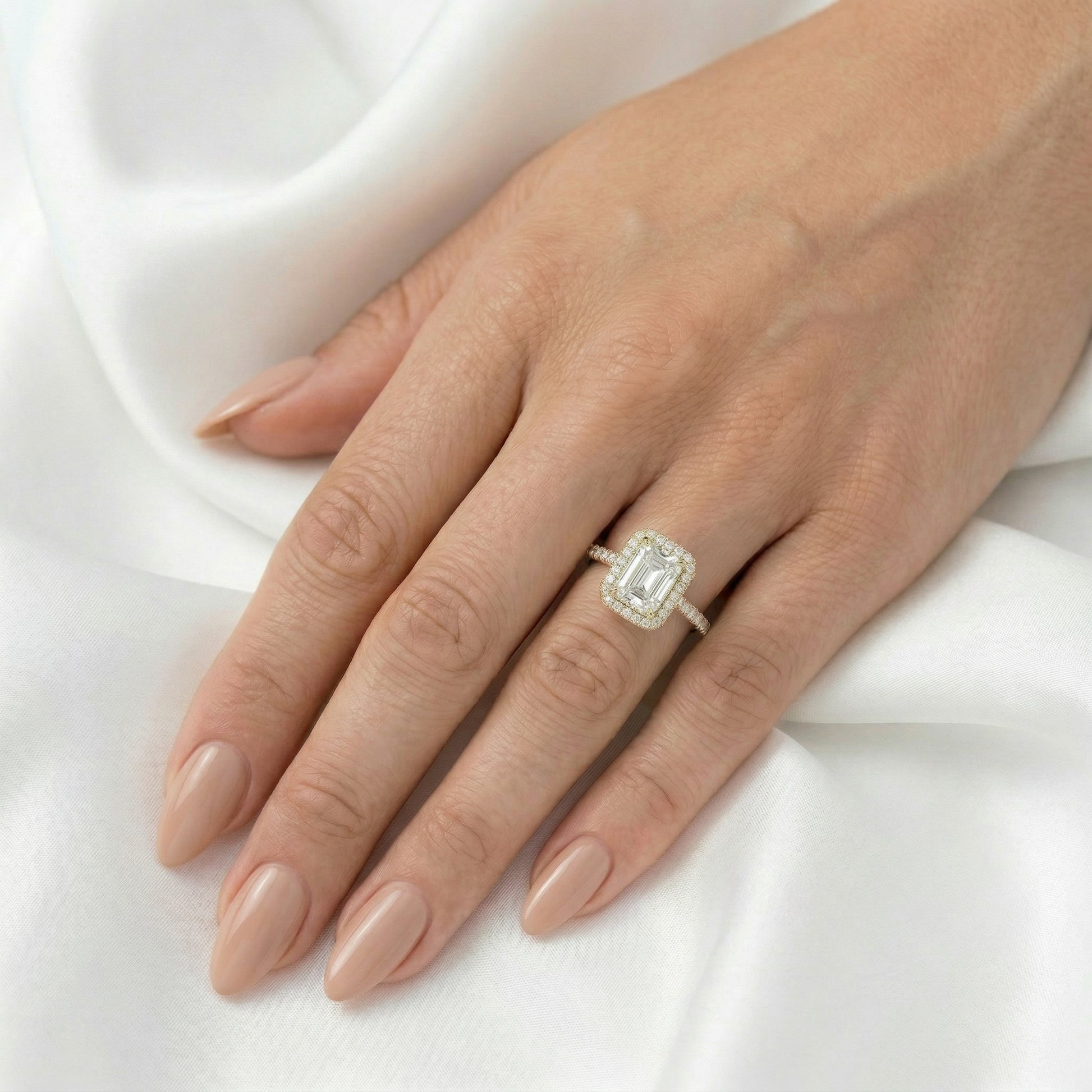 Radiant Halo Full Pavé Moissanite Engagement Ring — Guthrie Jewellery
