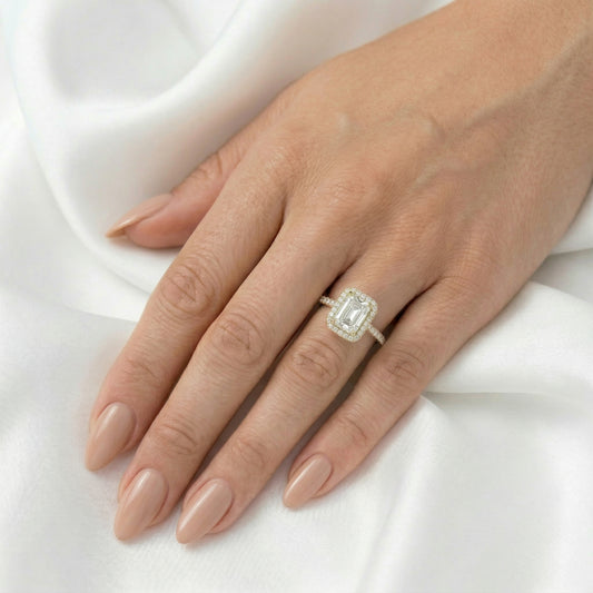 Radiant Halo Full Pavé Moissanite Engagement Ring — Guthrie Jewellery