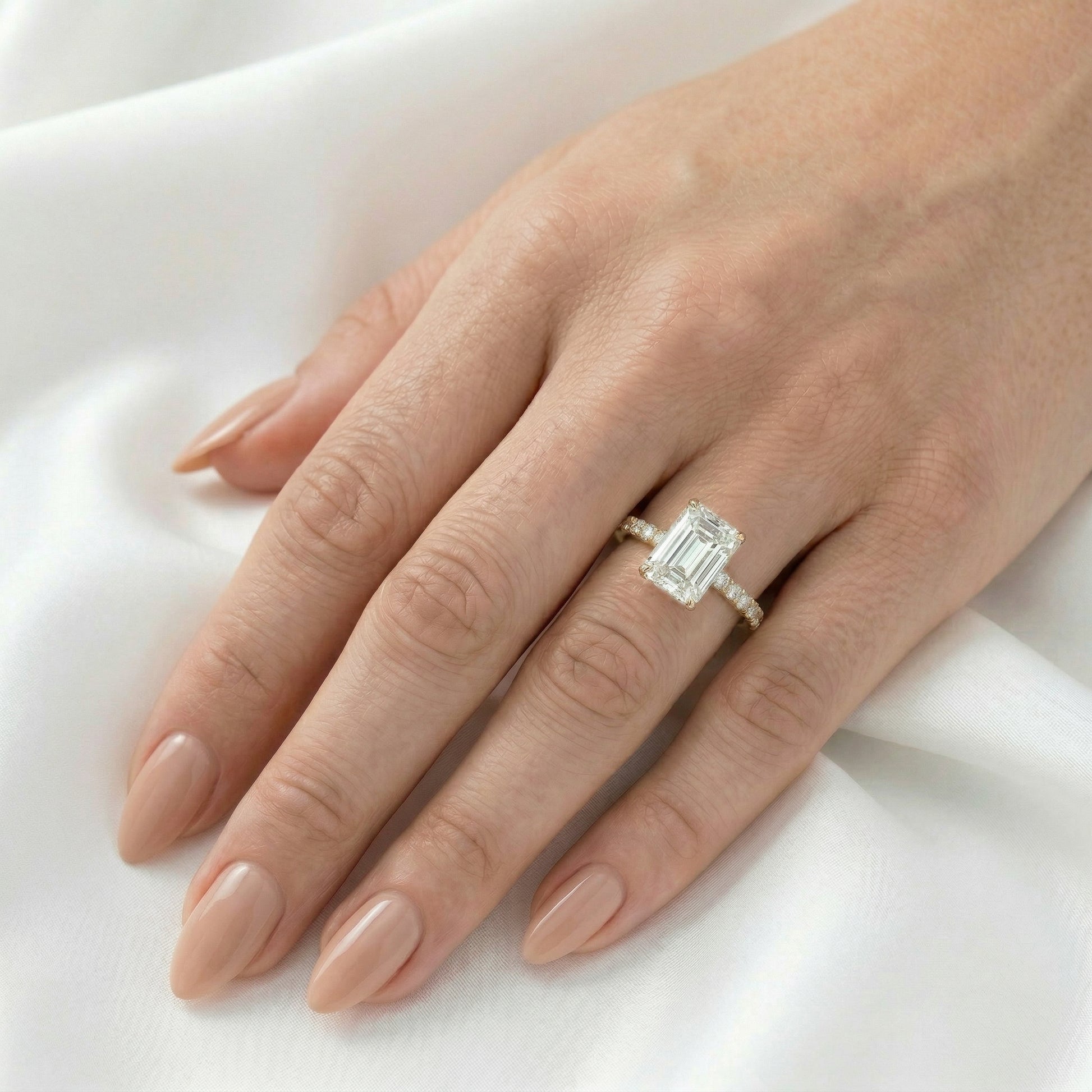 Radiant Hidden Halo Full Pavé Moissanite Engagement Ring — Guthrie Jewellery