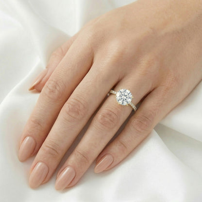 Round Half Pavè & Hidden Halo Diamond Engagement Ring — Guthrie Jewellery