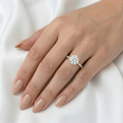 Round Hidden Halo Cathedral Moissanite Engagement Ring — Guthrie Jewellery