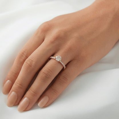 Round Hidden Halo Full Pavè Moissanite Engagement Ring - Moissanite Engagement Rings