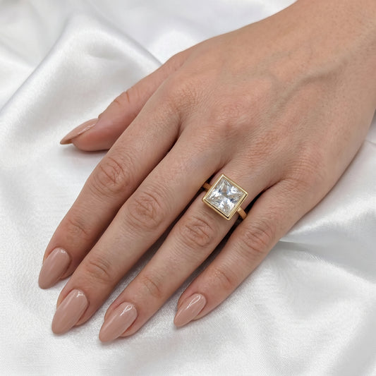 Princess Bezel Moissanite Engagement Ring