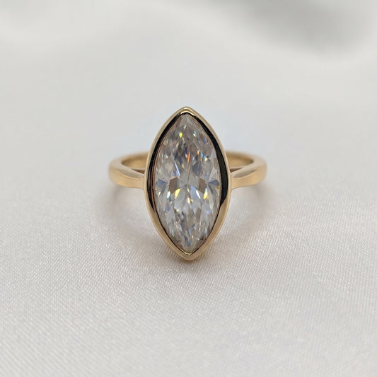 Marquise Bezel Moissanite Engagement Ring - Moissanite Engagement Rings