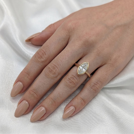 Marquise Bezel Moissanite Engagement Ring