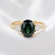 Oval Green Moissanite with Pear Accent Stones - Moissanite Engagement Rings