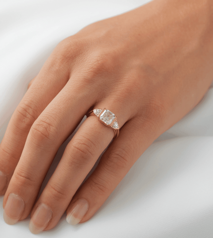Asscher Trilogy Moissanite Engagement Ring
