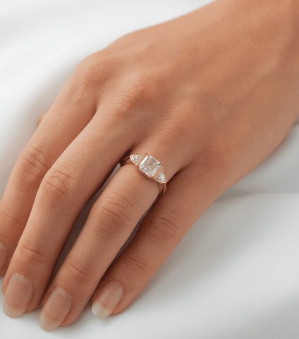 Asscher Trilogy Diamond Engagement Ring