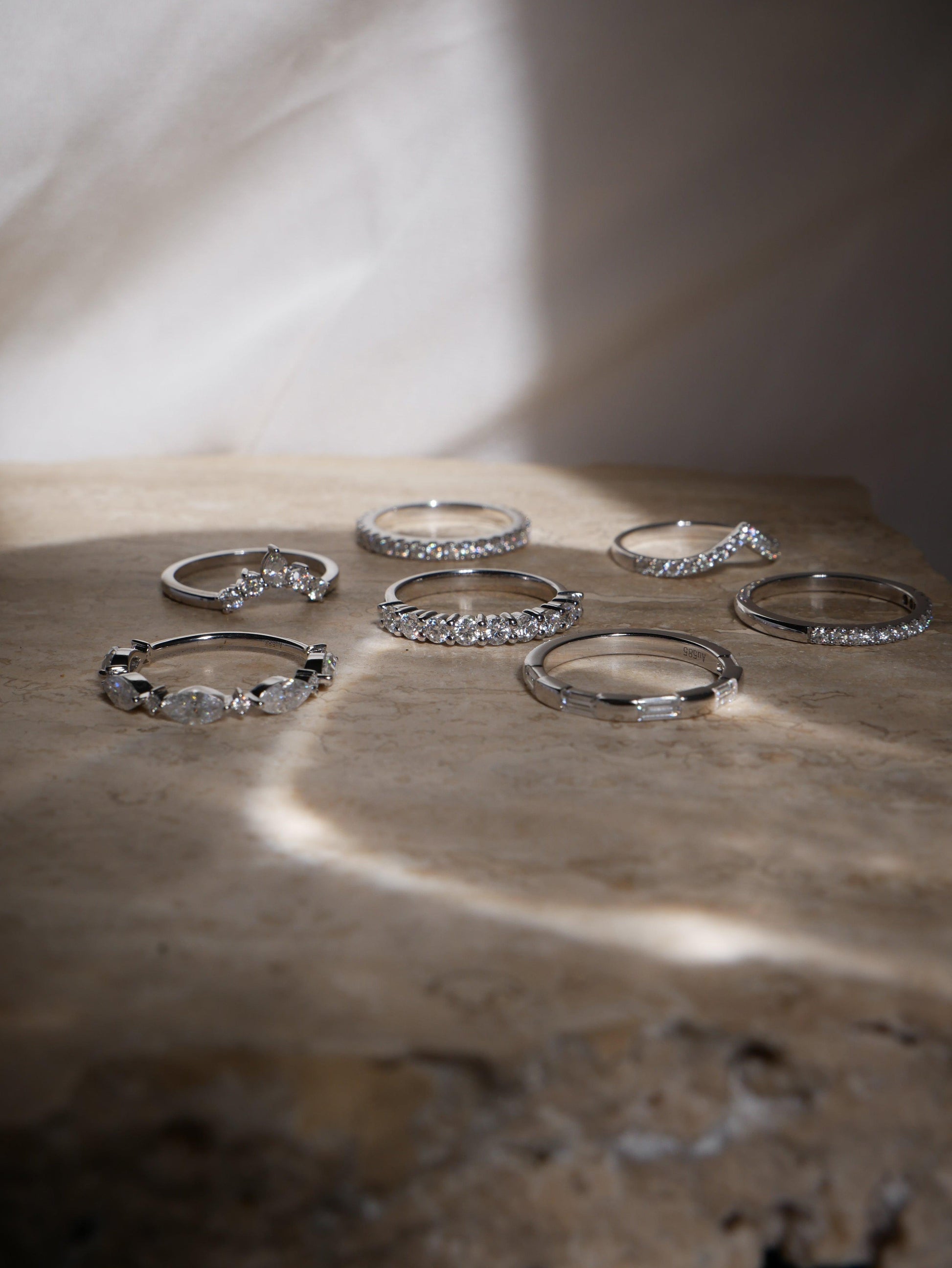 Cluster Diamond Wedding Band - Moissanite Engagement Rings