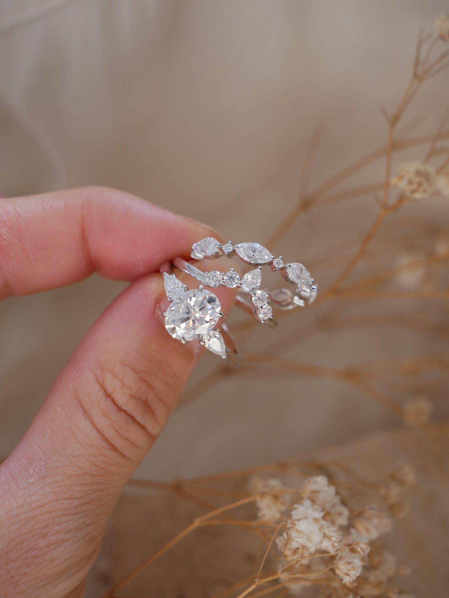 Cluster Diamond Wedding Band - Moissanite Engagement Rings