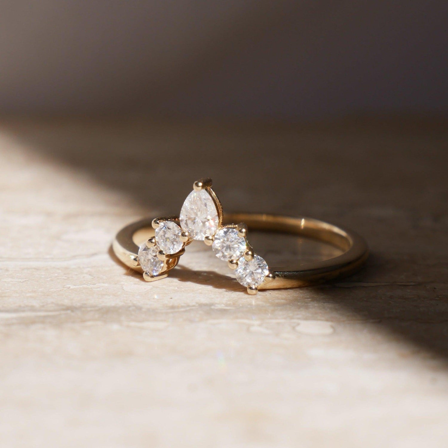 Curved Cluster Diamond Wedding Band - Moissanite Engagement Rings