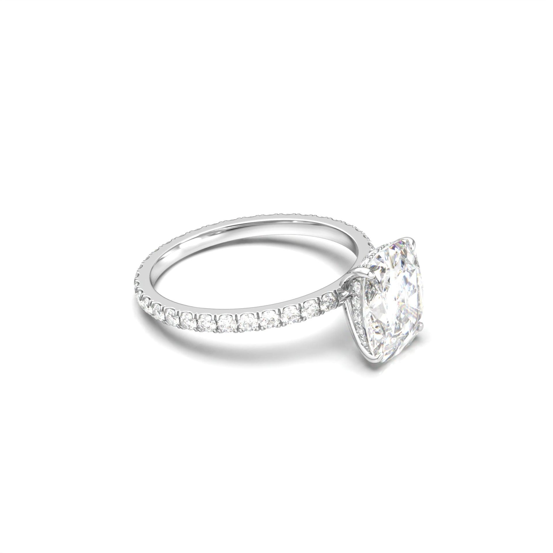 Cushion Cut With Hidden Halo And Full Pavé Moissanite Engagement Ring - moissaniteengagementrings