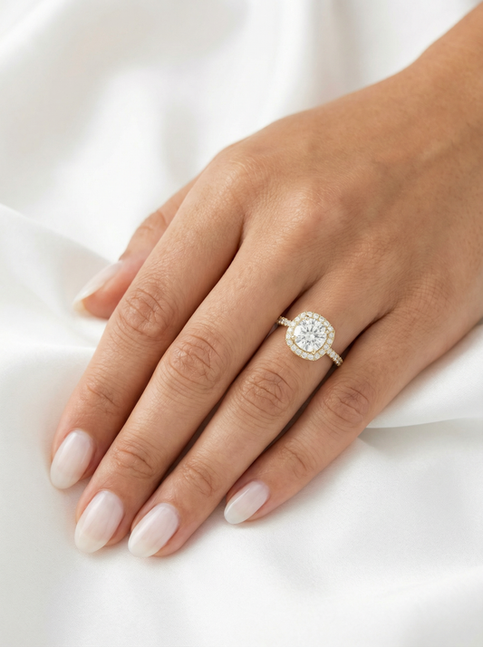 Cushion Halo Pavé Diamond Engagement Ring