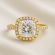 Cushion Halo Half Pavé Moissanite Engagement Ring