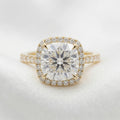 Cushion Halo Half Pavé Moissanite Engagement Ring