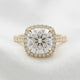 Cushion Halo Half Pavé Moissanite Engagement Ring - Moissanite Engagement Rings