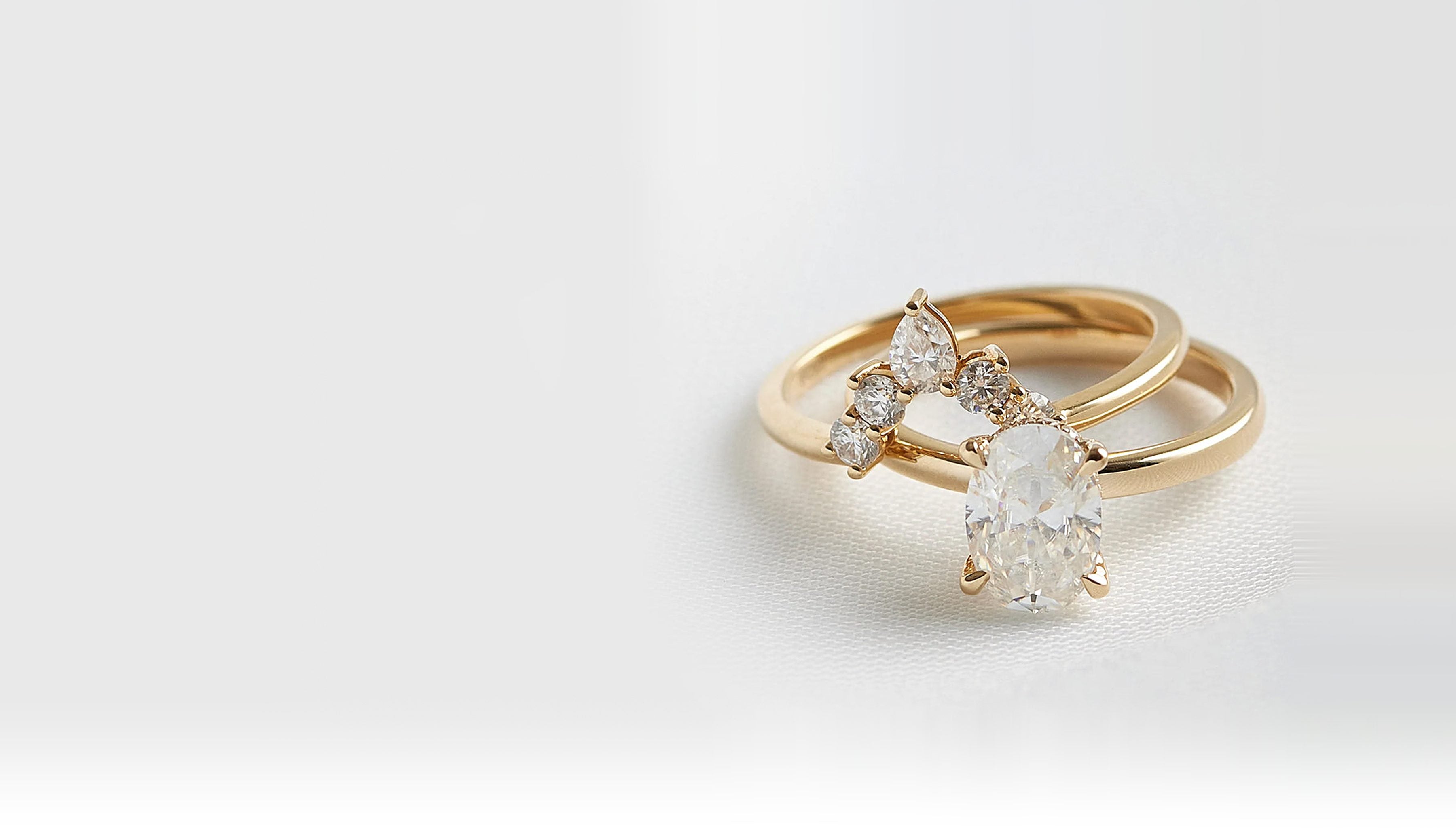 Moissanite engagement ring on model