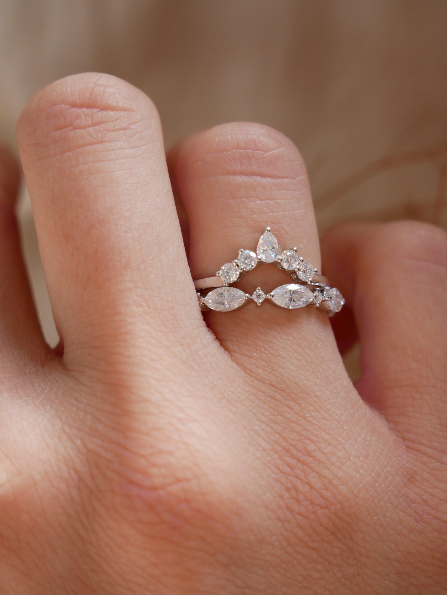 Diamond Cluster Wedding Band - Moissanite Engagement Rings