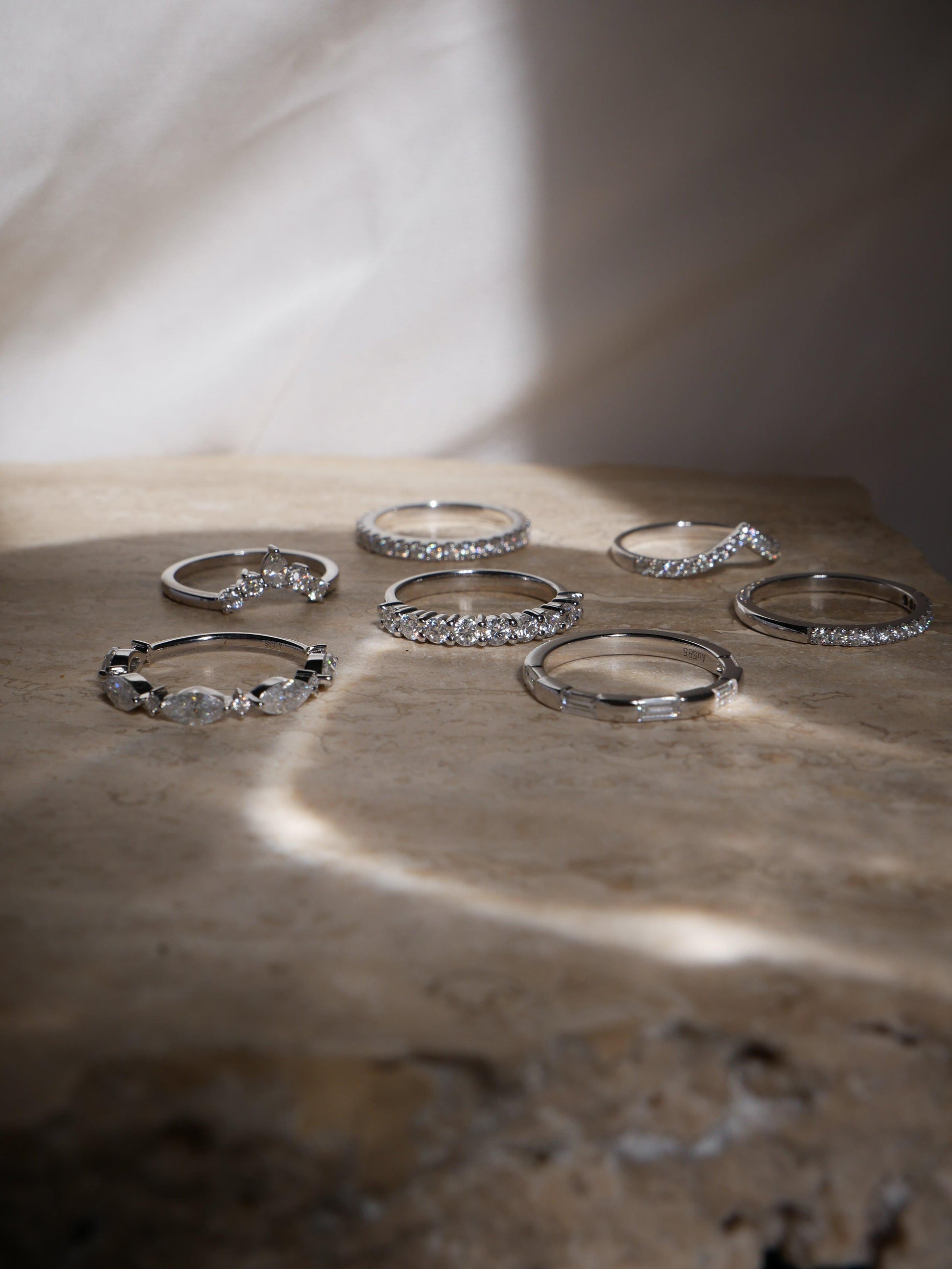 Diamond Cluster Wedding Band - Moissanite Engagement Rings