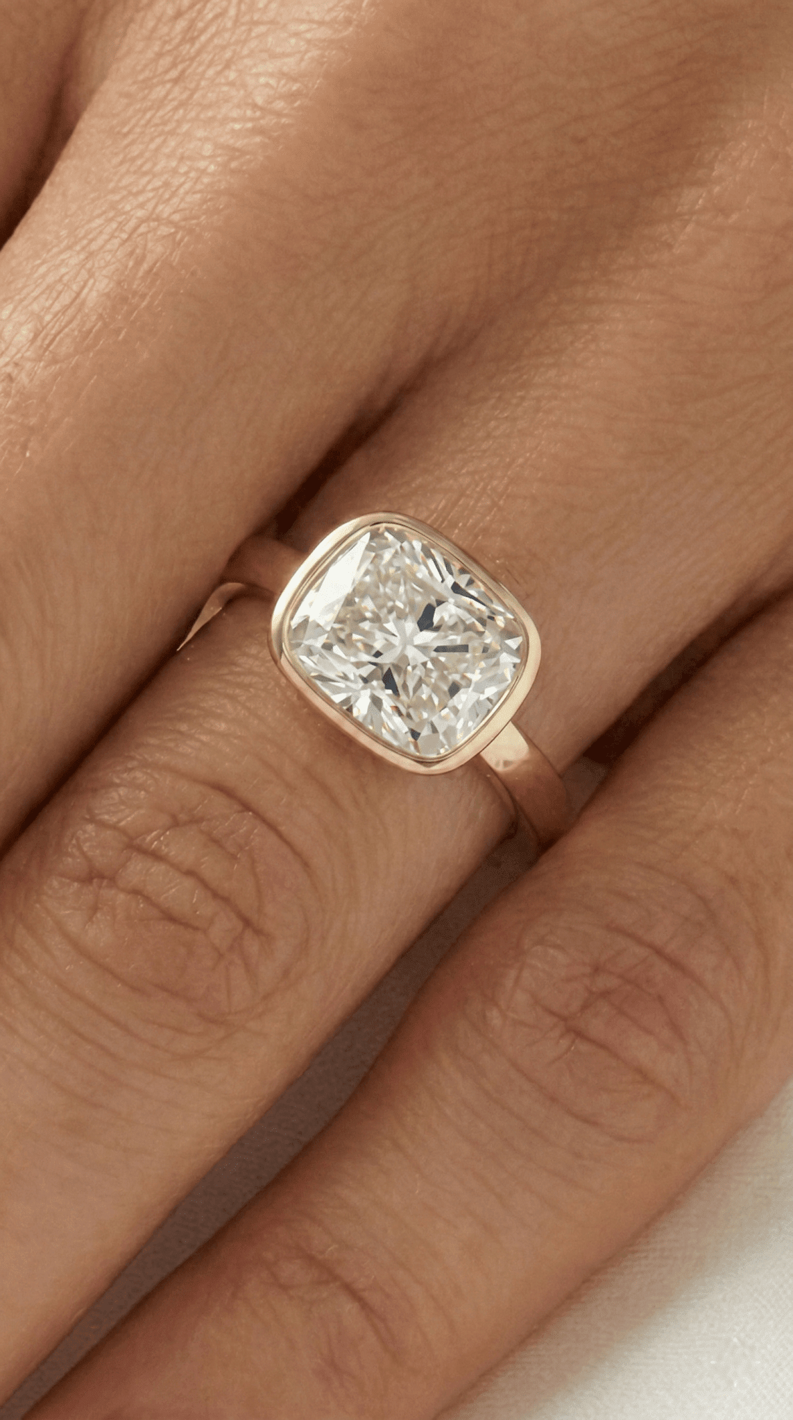 East West Bezel Cushion Solitaire Moissanite Engagement Ring - Moissanite Engagement Rings