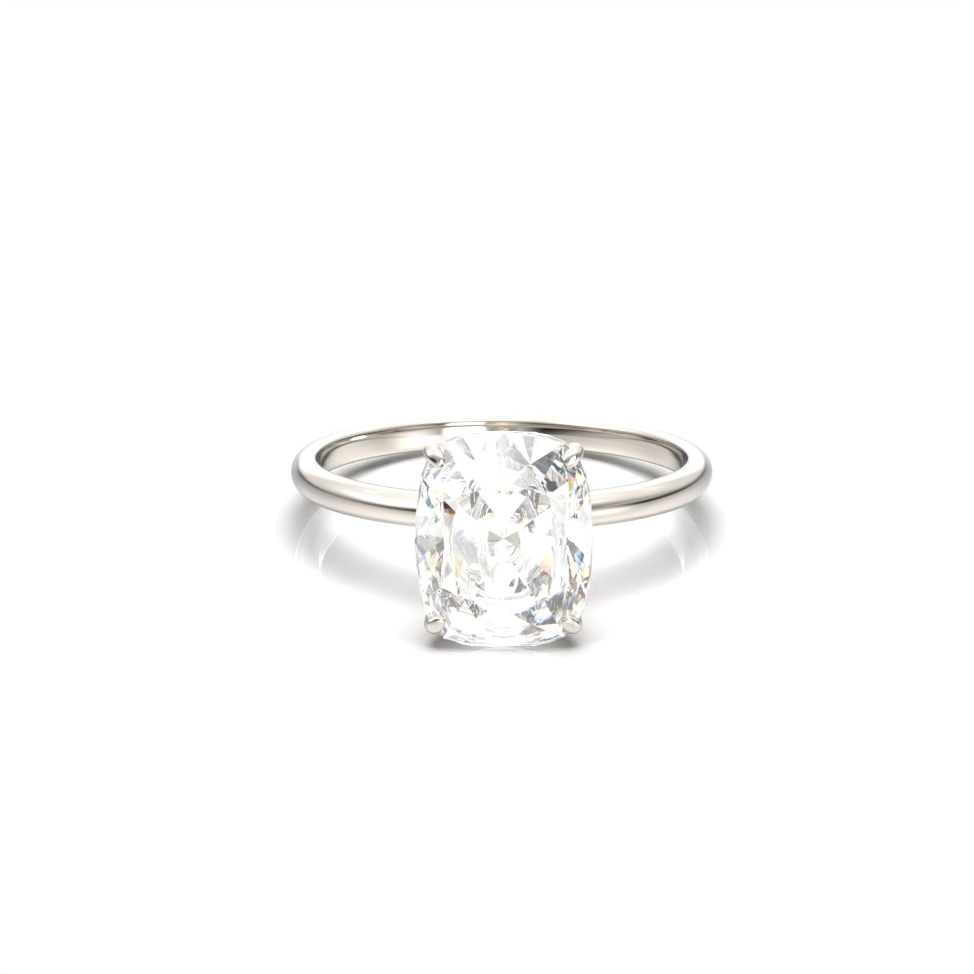 Elongated Cushion Cut 4 Claw Solitaire Ring Moissanite Engagement Ring - moissaniteengagementrings