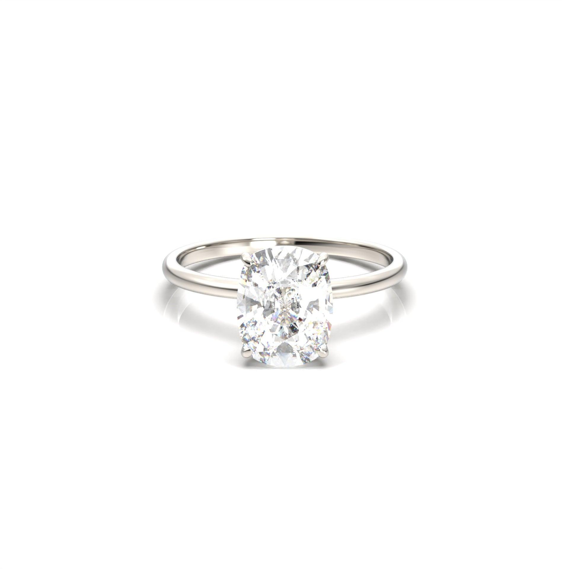 Elongated Cushion Cut Solitaire Diamond Engagement Ring  | Moissanite Engagement Rings

