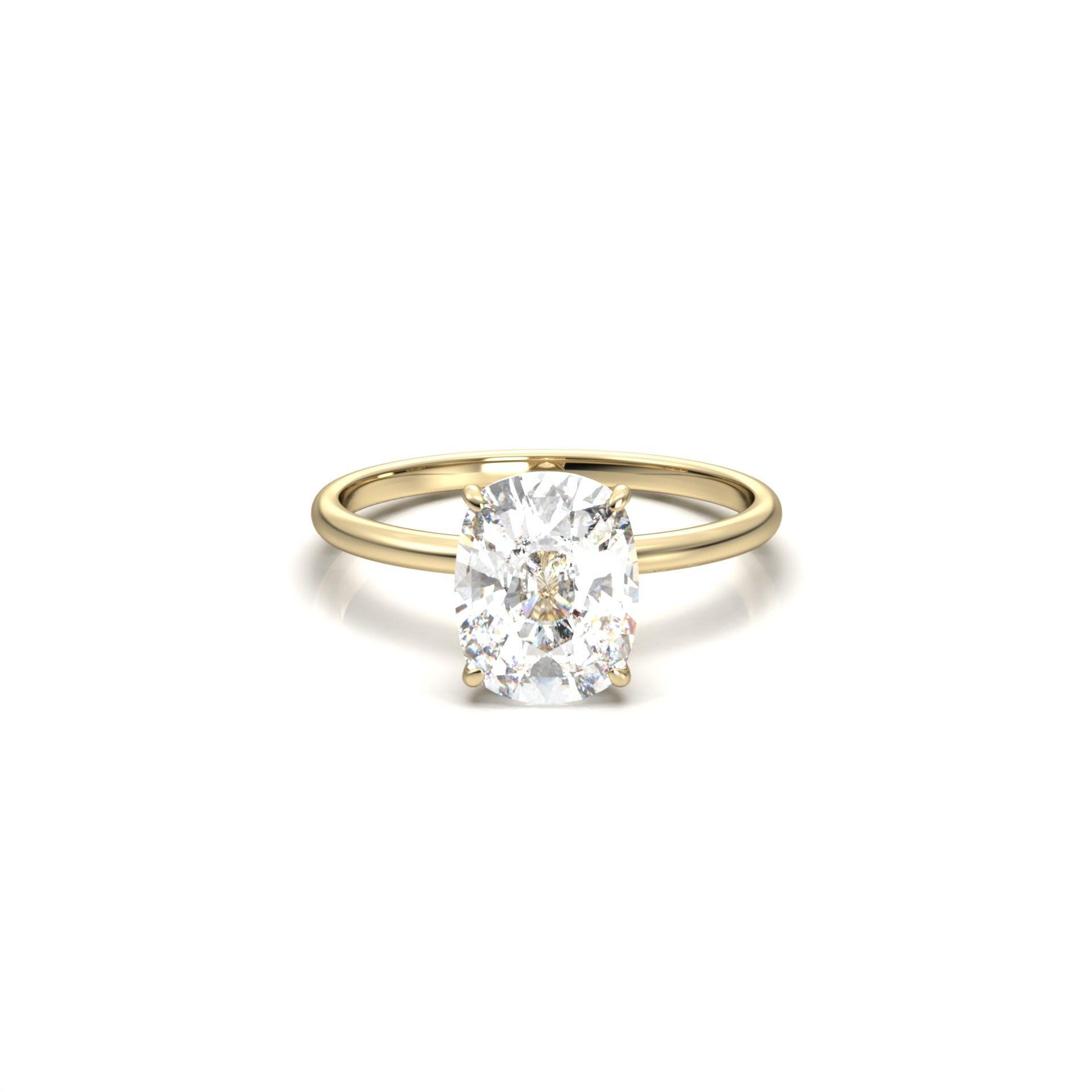 Elongated Cushion Cut Solitaire 4 Claw Moissanite Engagement Ring - moissaniteengagementrings