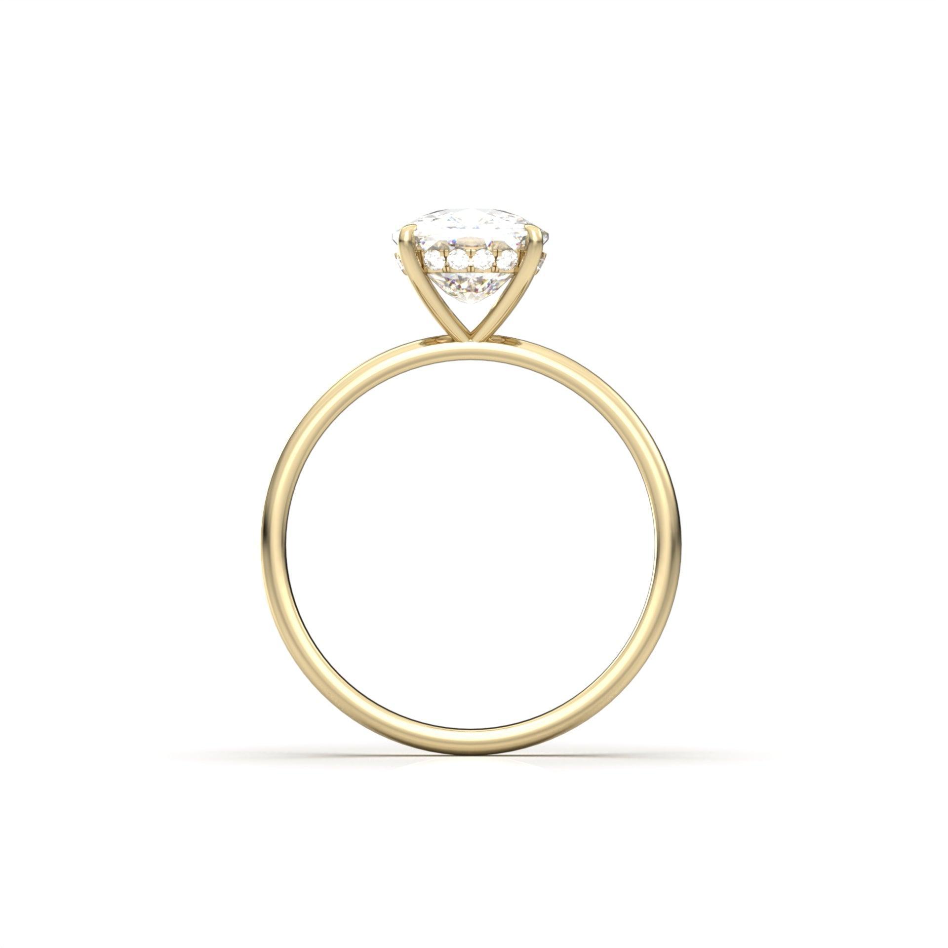 Elongated Cushion Cut Solitaire 4 Claw With Hidden Halo - moissaniteengagementrings