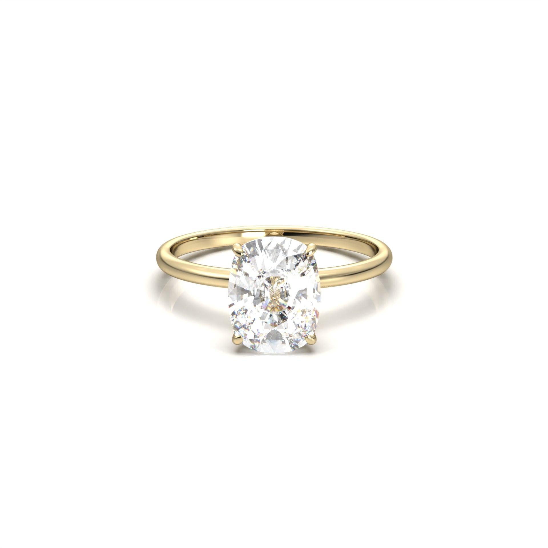 Elongated Cushion Cut Solitaire 4 Claw With Hidden Halo - moissaniteengagementrings