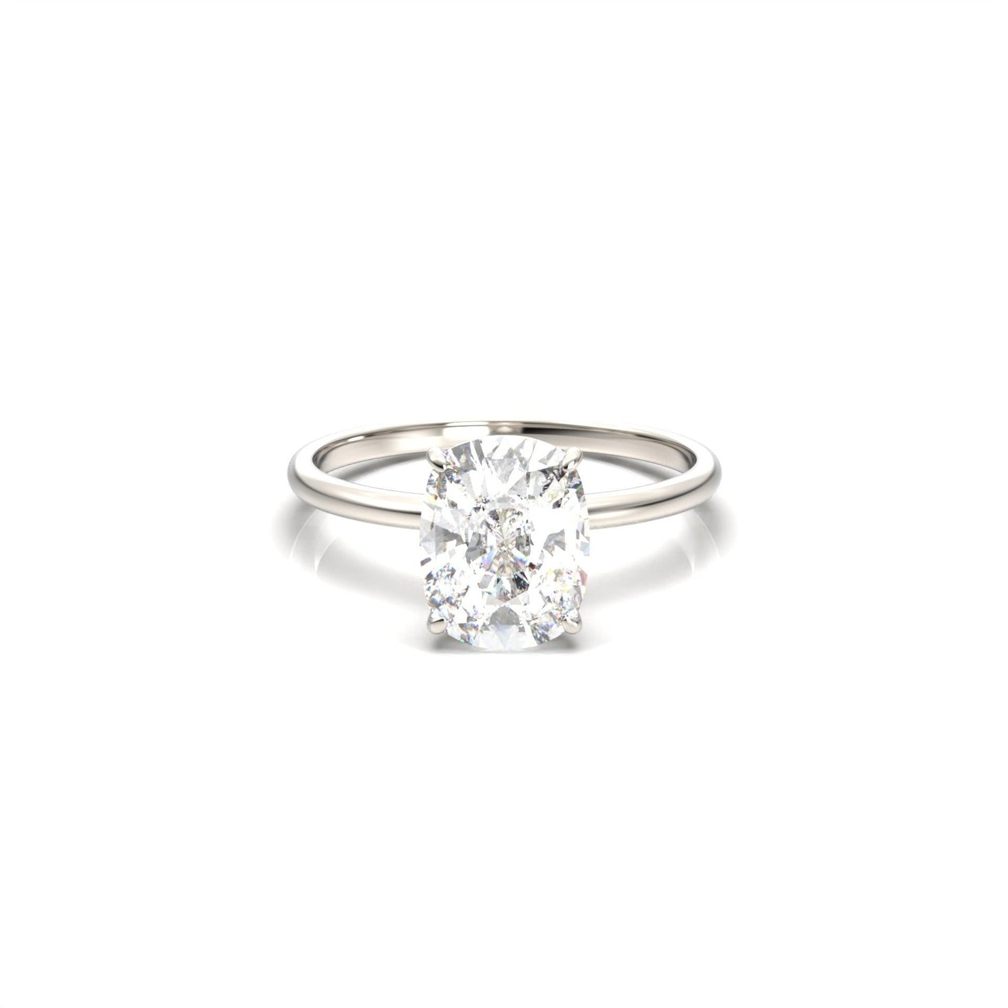 Elongated Cushion Cut Solitaire 4 Claw With Hidden Halo - moissaniteengagementrings