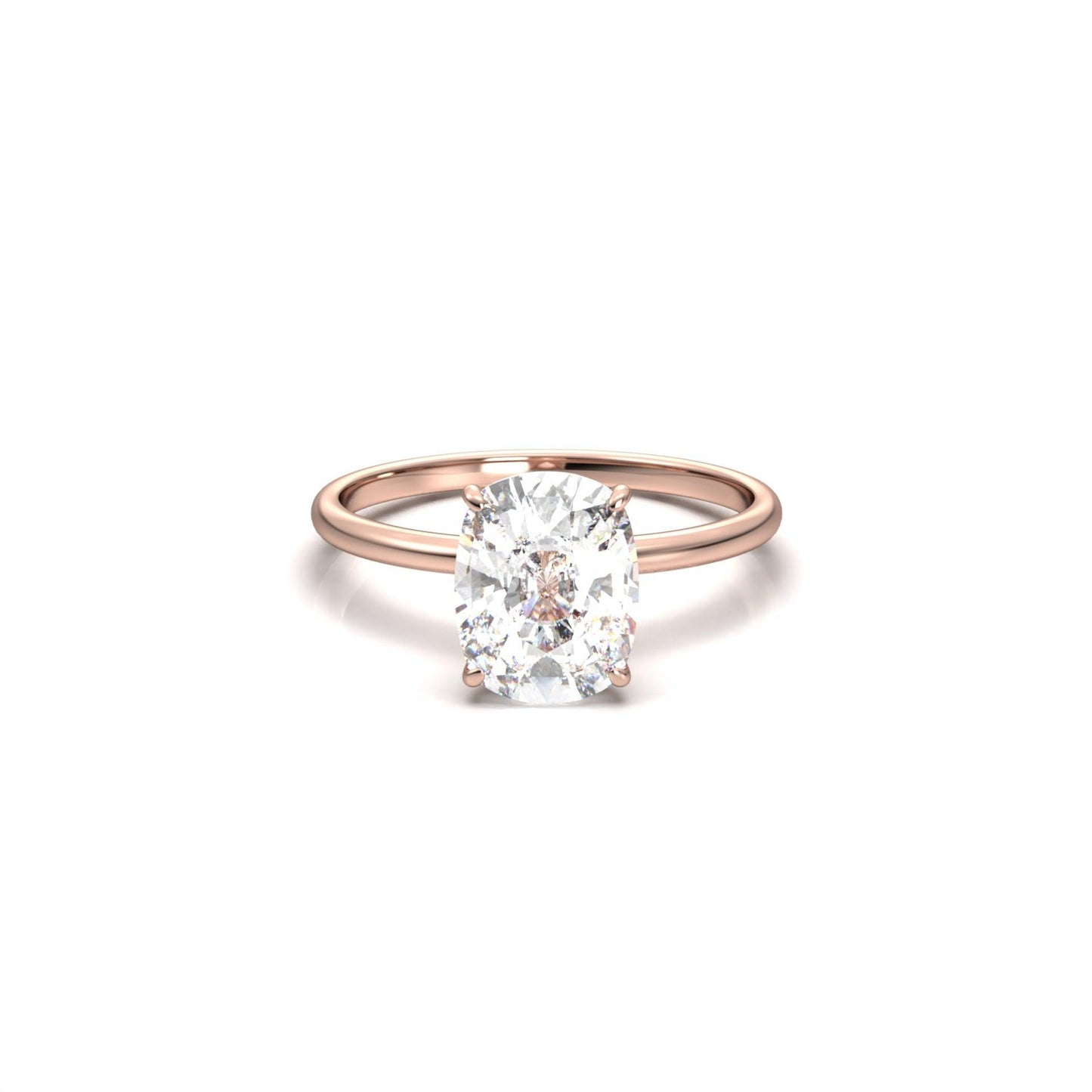 Elongated Cushion Cut Solitaire 4 Claw With Hidden Halo - moissaniteengagementrings