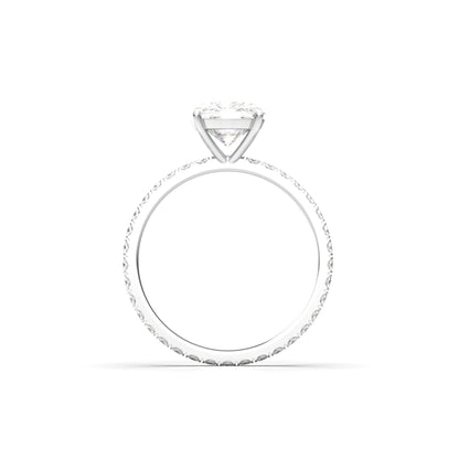 Elongated Cushion Full Pavé Diamond Engagement Ring - Moissanite Engagement Rings
