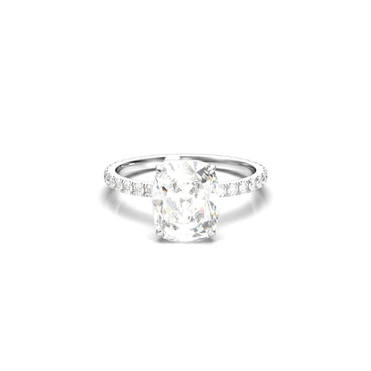 Elongated Cushion Full Pavé Diamond Engagement Ring - Moissanite Engagement Rings