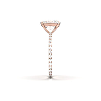 Elongated Cushion Full Pavé Diamond Engagement Ring - Moissanite Engagement Rings