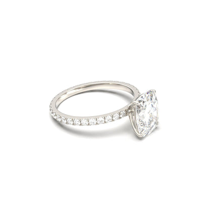 Elongated Cushion Full Pavé Diamond Engagement Ring - Moissanite Engagement Rings