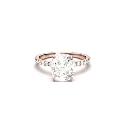 Elongated Cushion Full Pavé Diamond Engagement Ring - Moissanite Engagement Rings