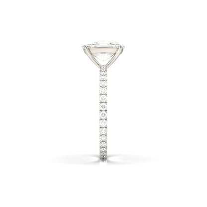 Elongated Cushion Full Pavé Diamond Engagement Ring - Moissanite Engagement Rings