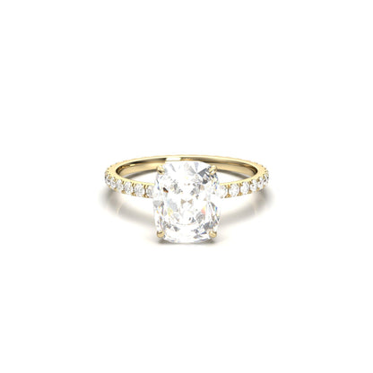 Elongated Cushion Full Pavé Diamond Engagement Ring - Moissanite Engagement Rings